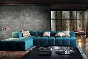 Диван Квадро бирюзового цвета в интерьере Лофт